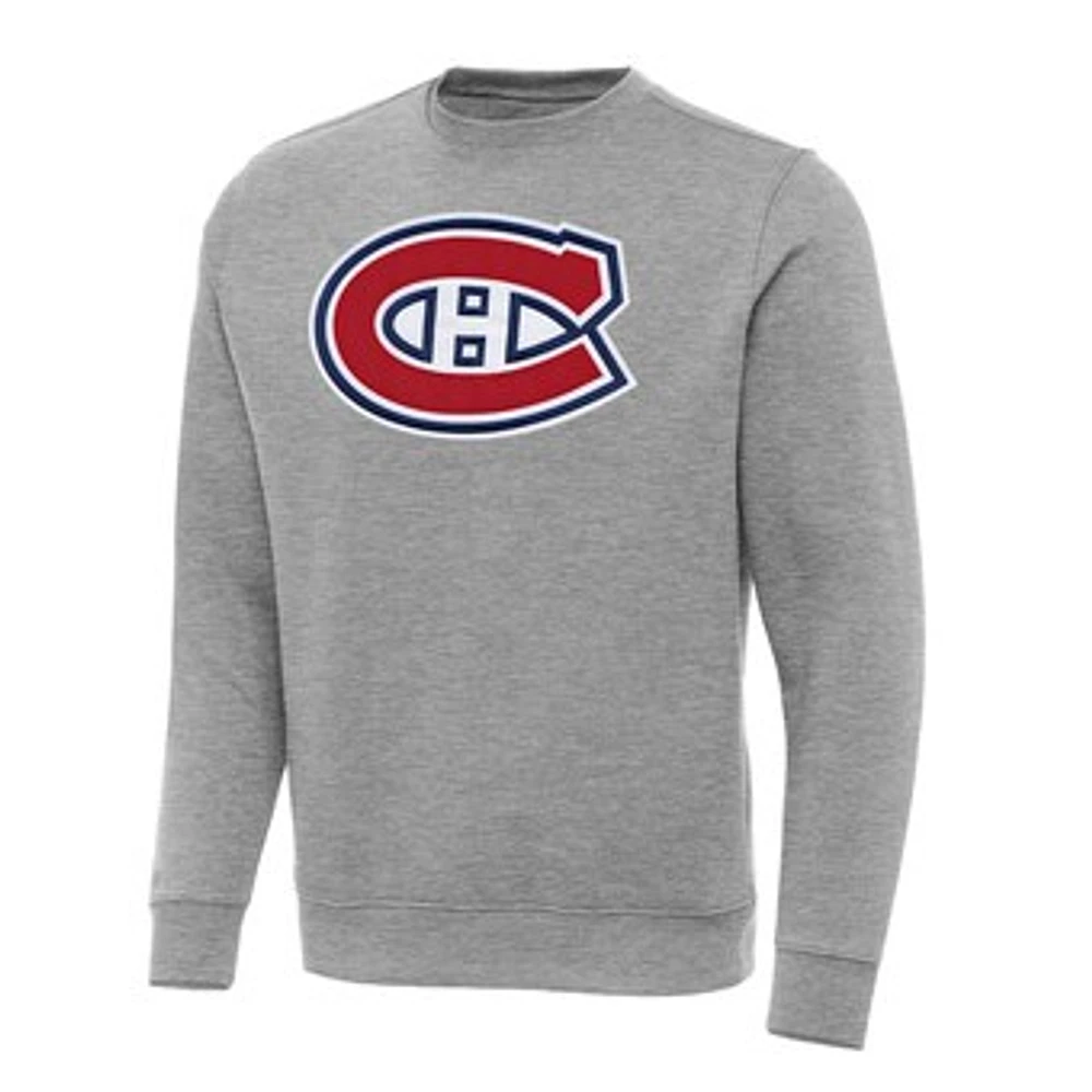 Men's Antigua Heather Gray Montreal Canadiens Big & Tall Victory Crewneck Pullover Sweatshirt