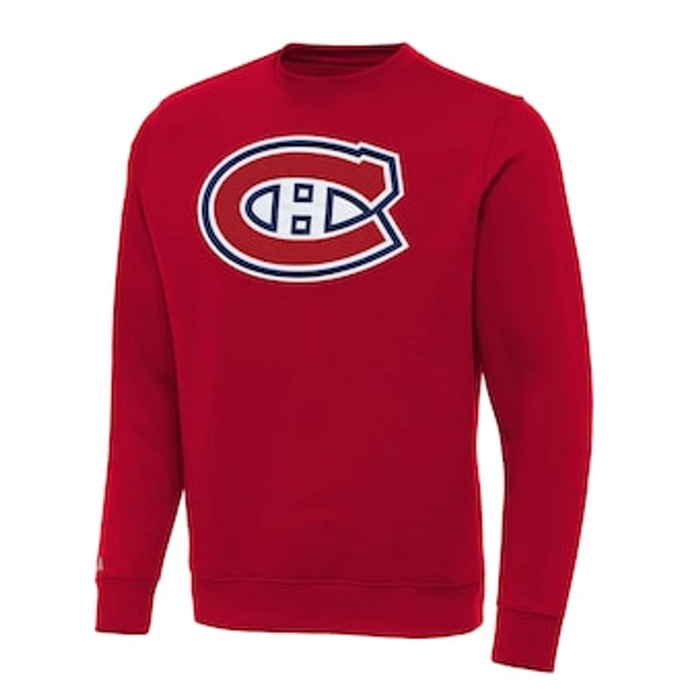 Men's Antigua Red Montreal Canadiens Big & Tall Victory Crewneck Pullover Sweatshirt