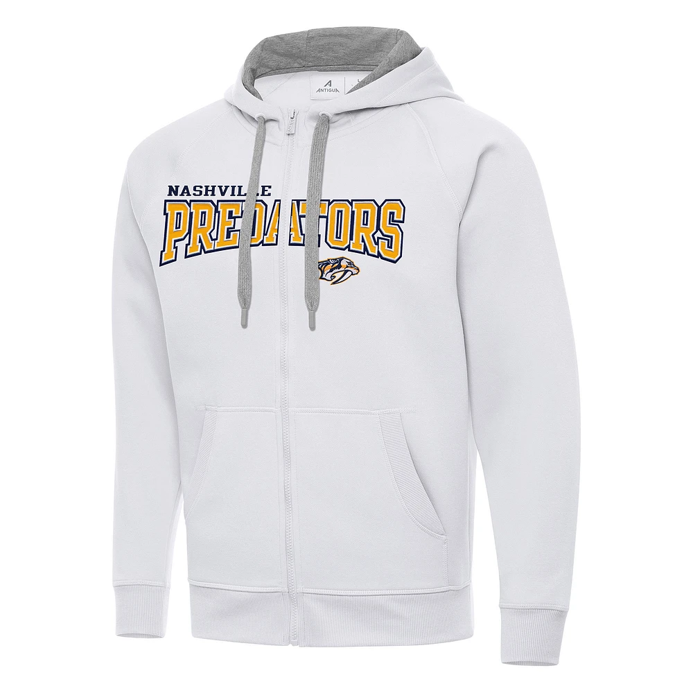 Men's Antigua White Nashville Predators Big & Tall Victory Full-Zip Hoodie