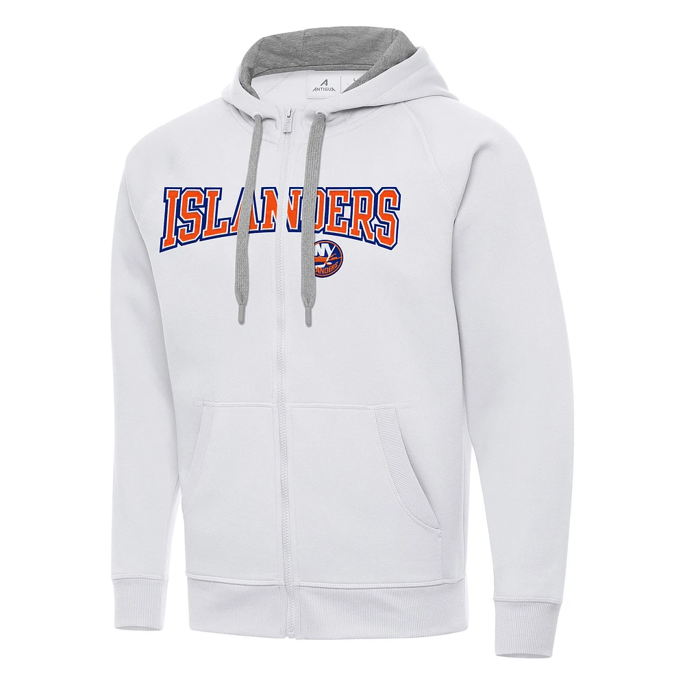 Men's Antigua White New York Islanders Big & Tall Victory Full-Zip Hoodie