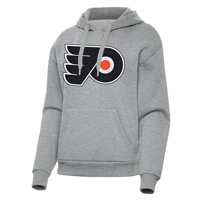 Women's Antigua Heather Gray Philadelphia Flyers Victory Pullover Hoodie