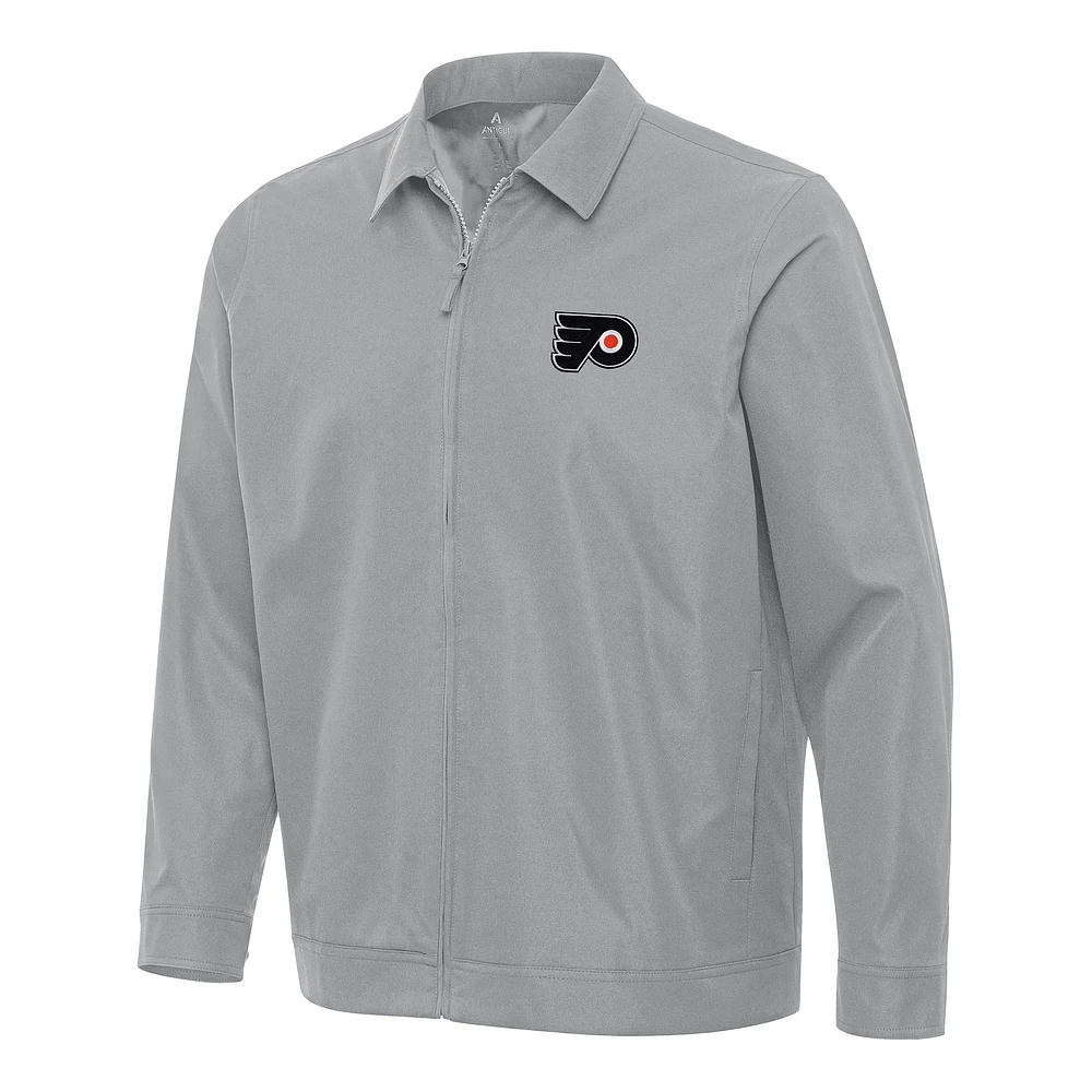 Men's Antigua Gray Philadelphia Flyers Pivot Full-Zip Jacket