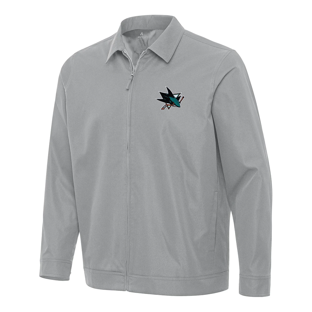 Men's Antigua Gray San Jose Sharks Pivot Full-Zip Jacket