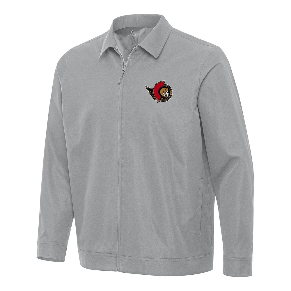 Men's Antigua Gray Ottawa Senators Pivot Full-Zip Jacket