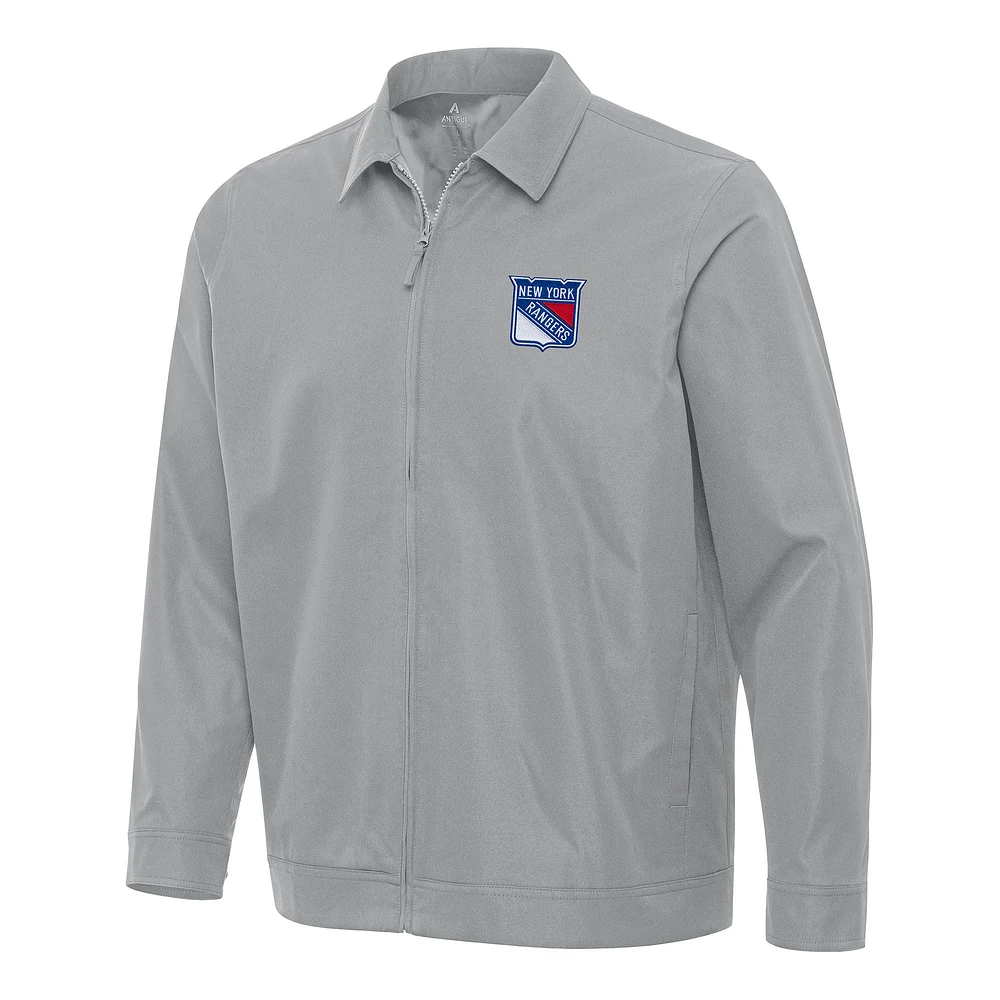 Men's Antigua Gray New York Rangers Pivot Full-Zip Jacket