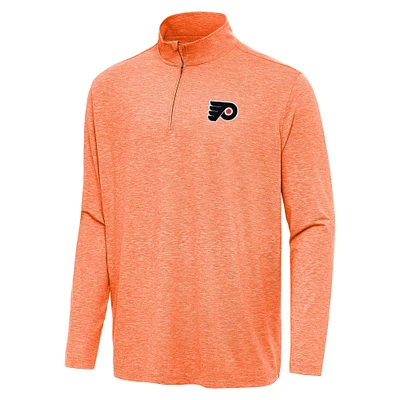 Men's Antigua Heather Orange Philadelphia Flyers Hunk Quarter-Zip Top
