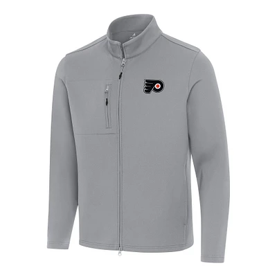 Men's Antigua Gray Philadelphia Flyers Objection Double-Peached Full-Zip Jacket