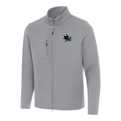 Men's Antigua Gray San Jose Sharks Objection Double-Peached Full-Zip Jacket