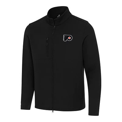 Men's Antigua Black Philadelphia Flyers Objection Double-Peached Full-Zip Jacket