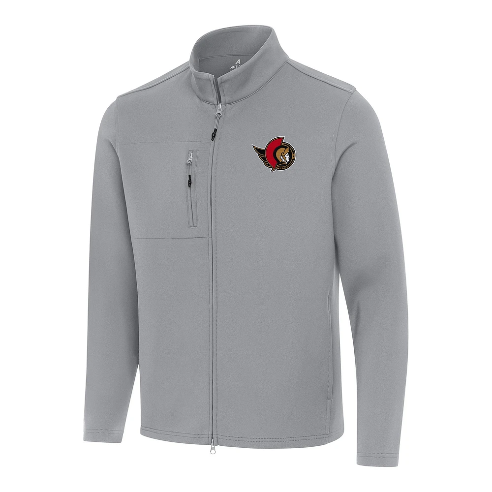 Men's Antigua Ottawa Senators Objection Double-Peached Full-Zip Jacket