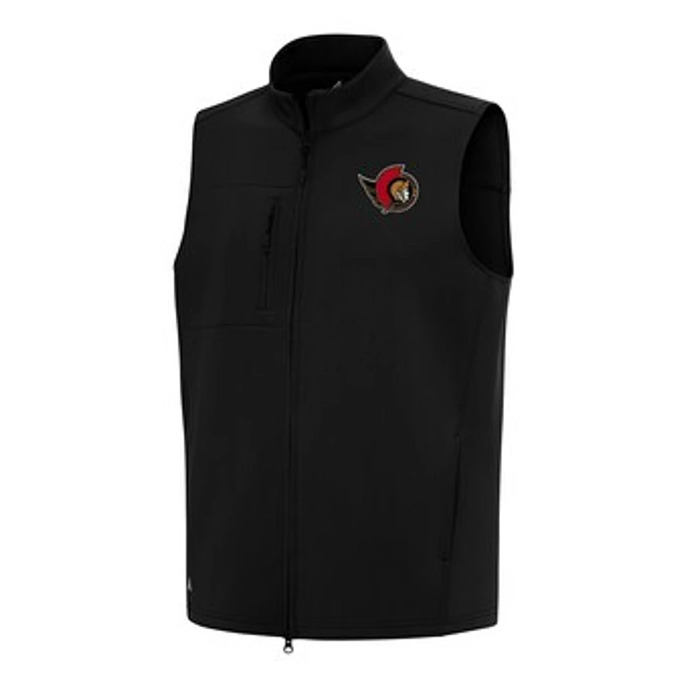 Men's Antigua Black Ottawa Senators Demand Full-Zip Vest