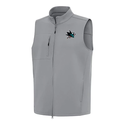 Men's Antigua Gray San Jose Sharks Demand Full-Zip Vest
