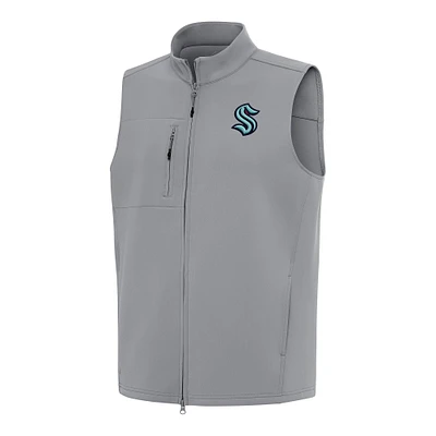 Men's Antigua Gray Seattle Kraken Demand Full-Zip Vest