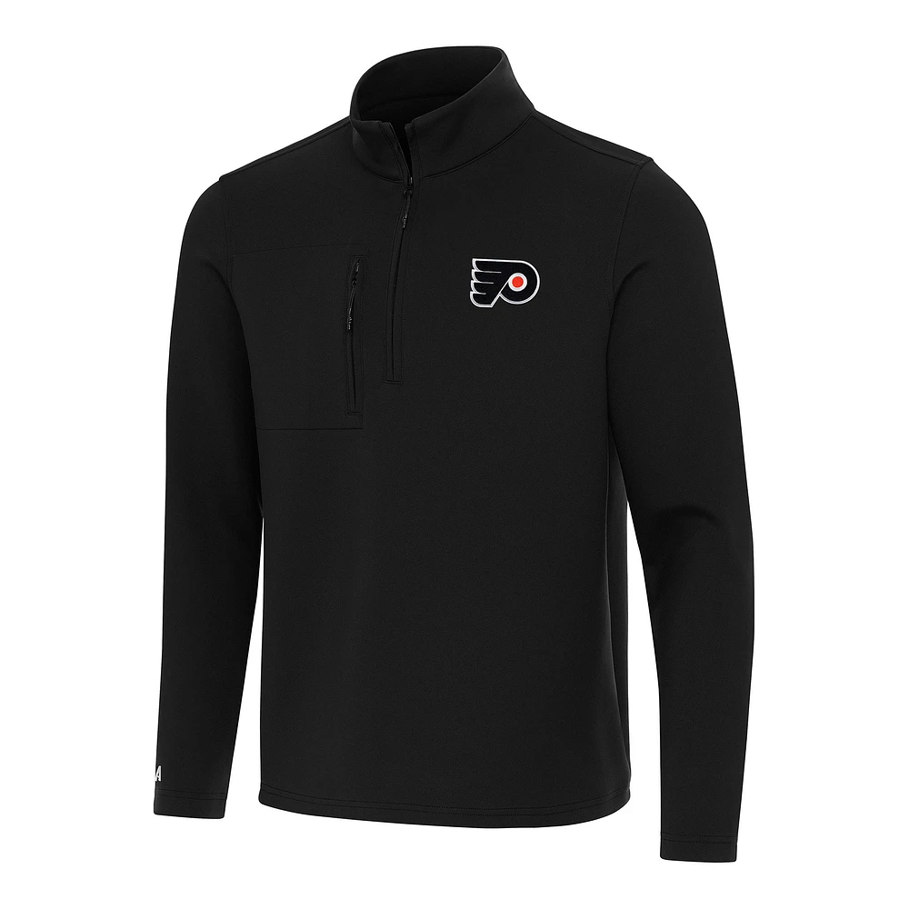 Men's Antigua Black Philadelphia Flyers Insider Quarter-Zip Top