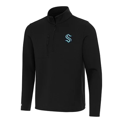 Men's Antigua Black Seattle Kraken Insider Quarter-Zip Top