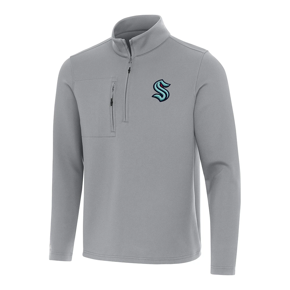 Men's Antigua Gray Seattle Kraken Insider Quarter-Zip Top