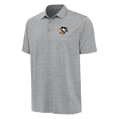 Men's Antigua Heather Gray Pittsburgh Penguins Layout Polo