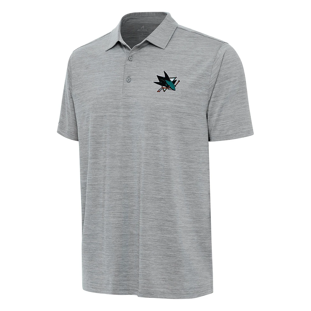 Men's Antigua Heather Gray San Jose Sharks Layout Polo