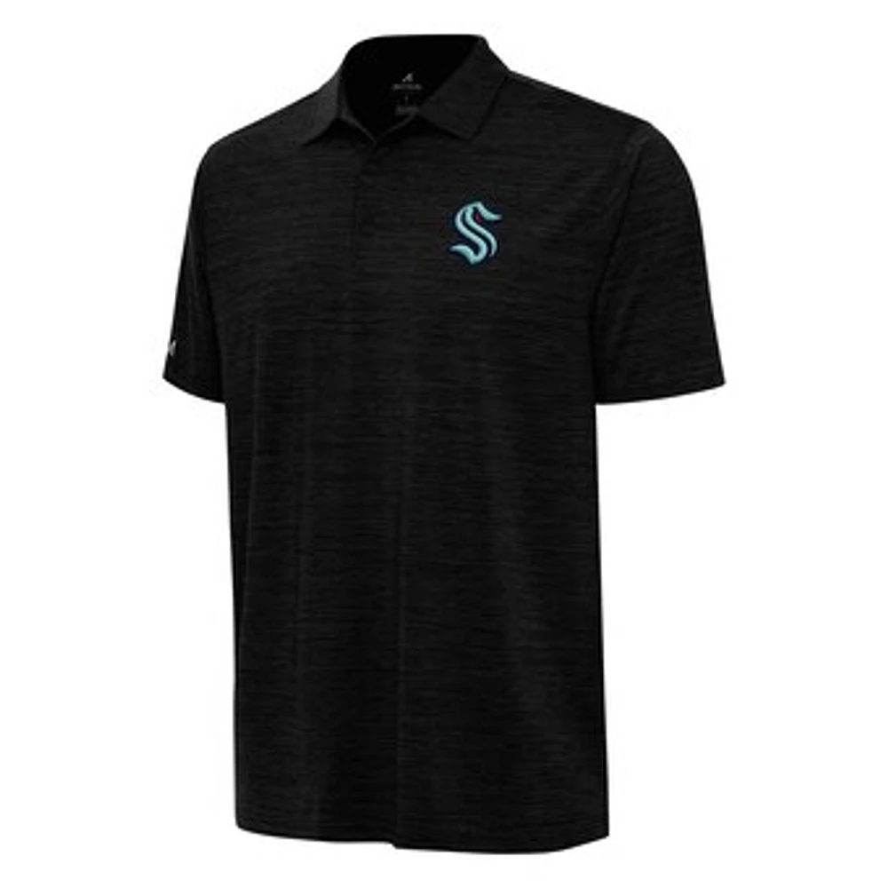 Men's Antigua Heather Black Seattle Kraken Layout Polo