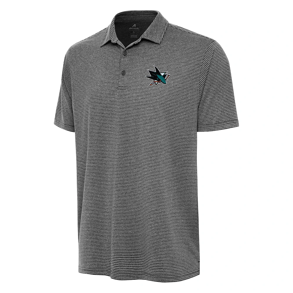 Men's Antigua Heather Black San Jose Sharks Scheme Polo