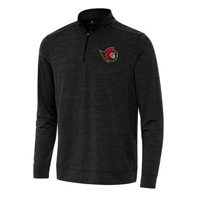Men's Antigua Heather Black Ottawa Senators Bright Quarter-Zip Top