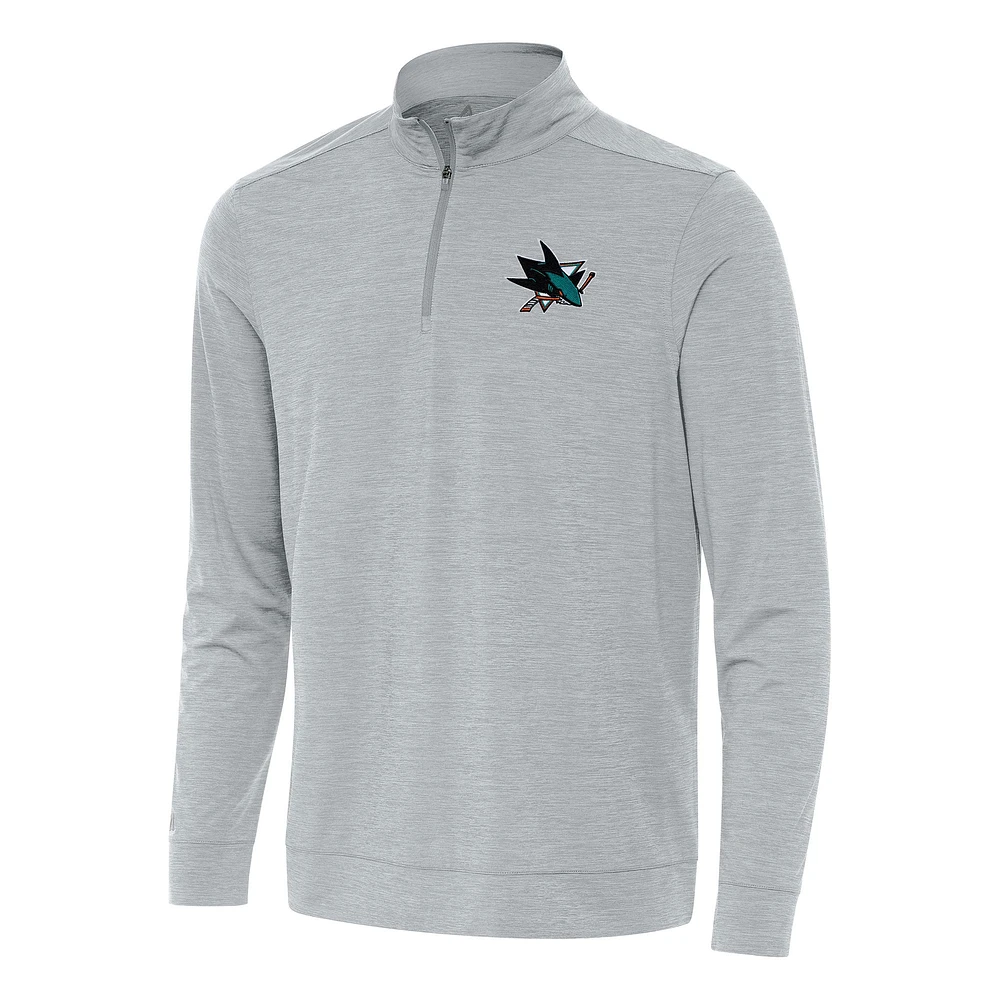 Men's Antigua Heather Gray San Jose Sharks Bright Quarter-Zip Top