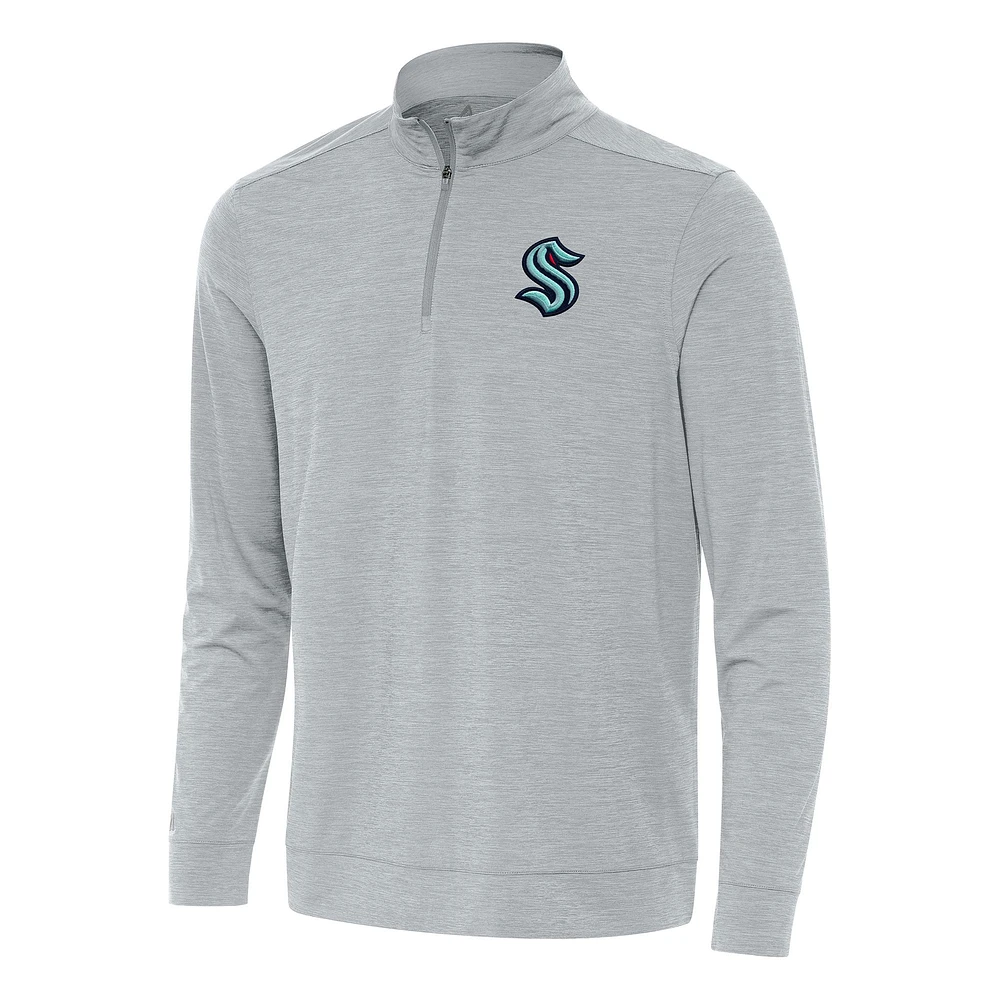 Men's Antigua Heather Gray Seattle Kraken Bright Quarter-Zip Top