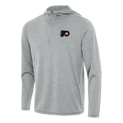Men's Antigua Heather Gray Philadelphia Flyers Tidy Quarter-Zip Hoodie
