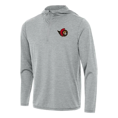 Men's Antigua Heather Gray Ottawa Senators Tidy Quarter-Zip Hoodie