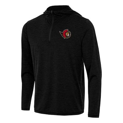 Men's Antigua Heather Black Ottawa Senators Tidy Quarter-Zip Hoodie
