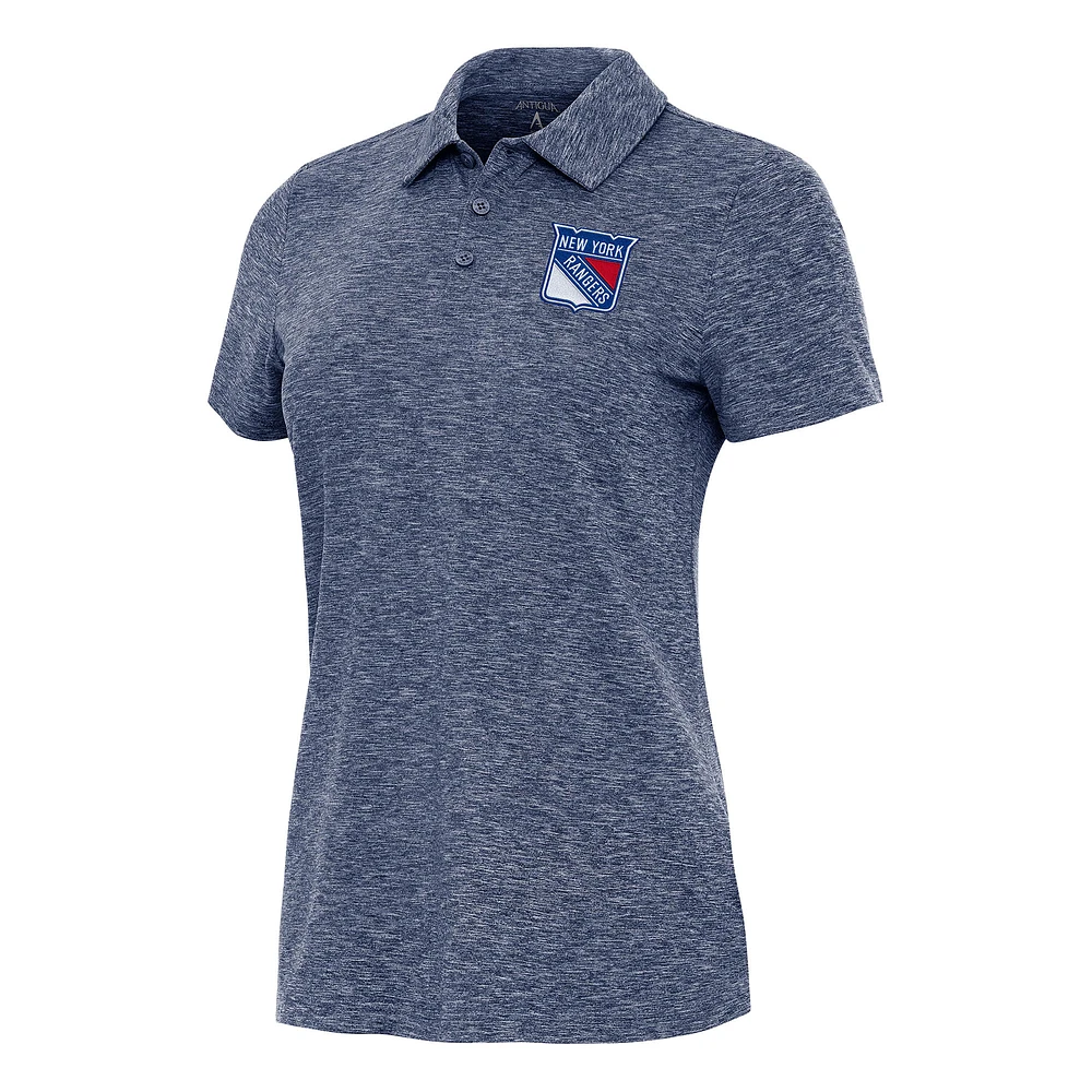 Women's Antigua Heather Navy New York Rangers Matter Polo