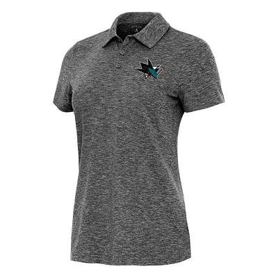 Women's Antigua Heather Black San Jose Sharks Matter Polo