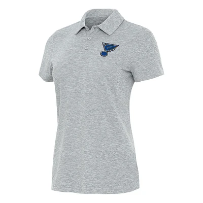 Women's Antigua Heather Gray St. Louis Blues Matter Polo