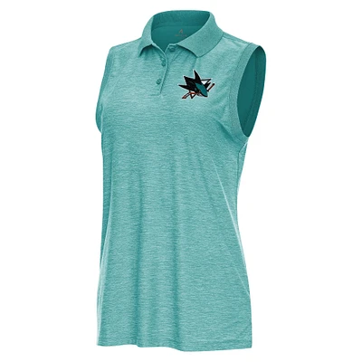Women's Antigua Heather Aqua San Jose Sharks Recap Sleeveless Polo