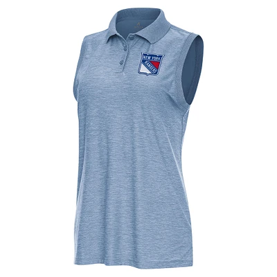 Women's Antigua Heather Aqua New York Rangers Recap Sleeveless Polo
