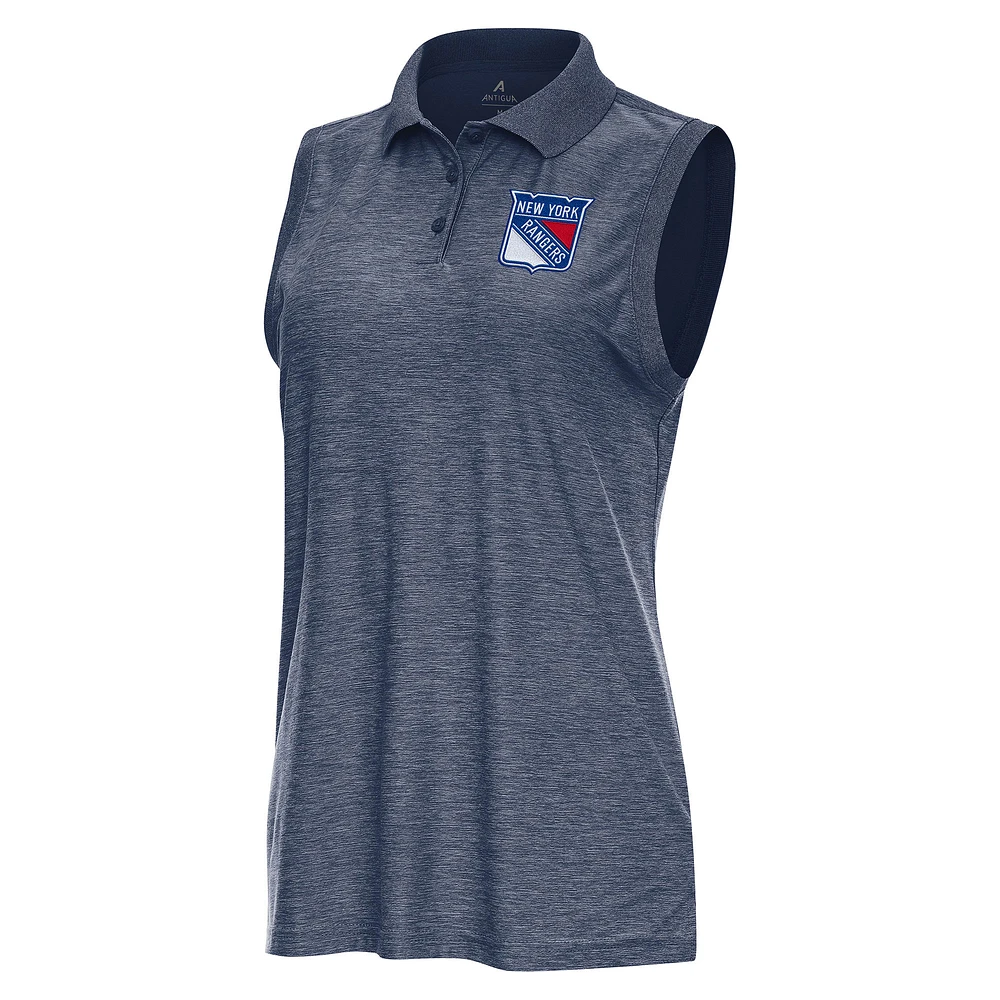 Women's Antigua Heather Navy New York Rangers Recap Sleeveless Polo