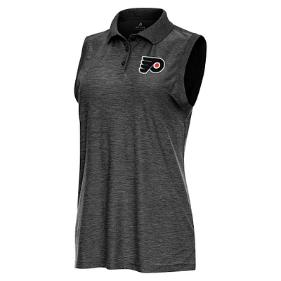 Women's Antigua Heather Black Philadelphia Flyers Recap Sleeveless Polo
