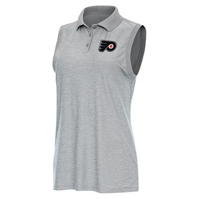 Women's Antigua Heather Gray Philadelphia Flyers Recap Sleeveless Polo