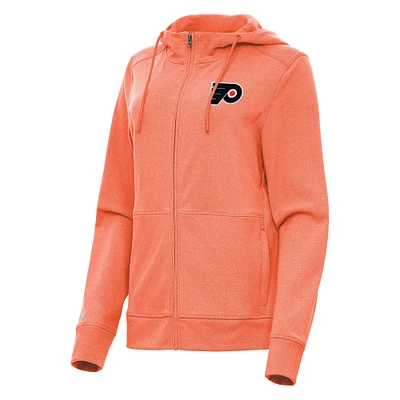 Women's Antigua Heather Orange Philadelphia Flyers Seeker Full-Zip Hoodie