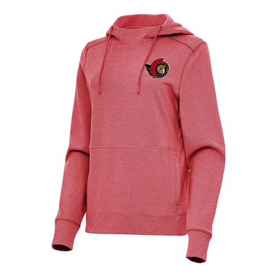 Women's Antigua Heather Red Ottawa Senators Justice Pullover Hoodie