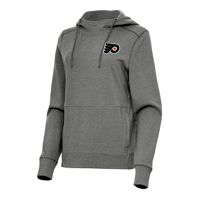 Women's Antigua Heather Black Philadelphia Flyers Justice Pullover Hoodie