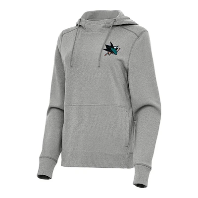 Women's Antigua Heather Gray San Jose Sharks Justice Pullover Hoodie