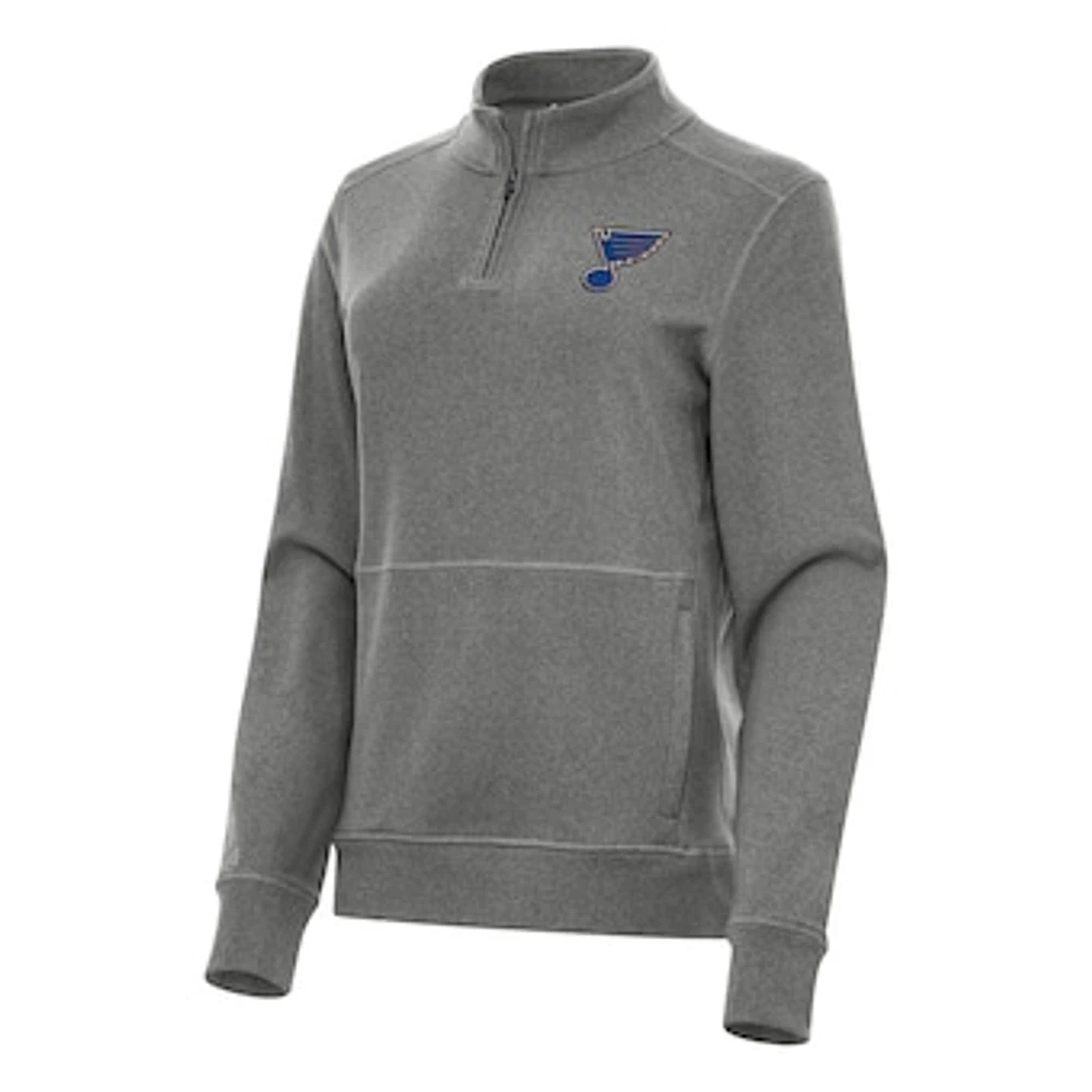 Women's Antigua Heather Black St. Louis Blues Crush Quarter-Zip Fleece Sweatshirt
