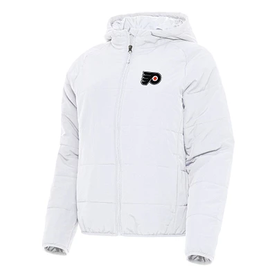 Women's Antigua White Philadelphia Flyers Universe Full-Zip Puffer Jacket