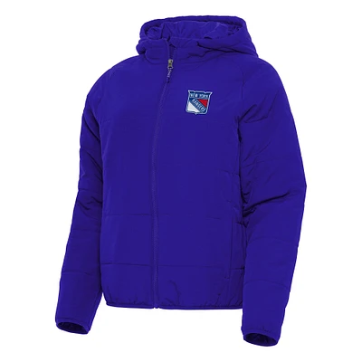 Women's Antigua Royal New York Rangers Universe Full-Zip Puffer Jacket