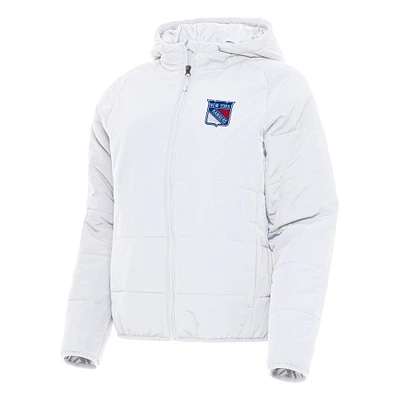 Women's Antigua White New York Rangers Universe Full-Zip Puffer Jacket