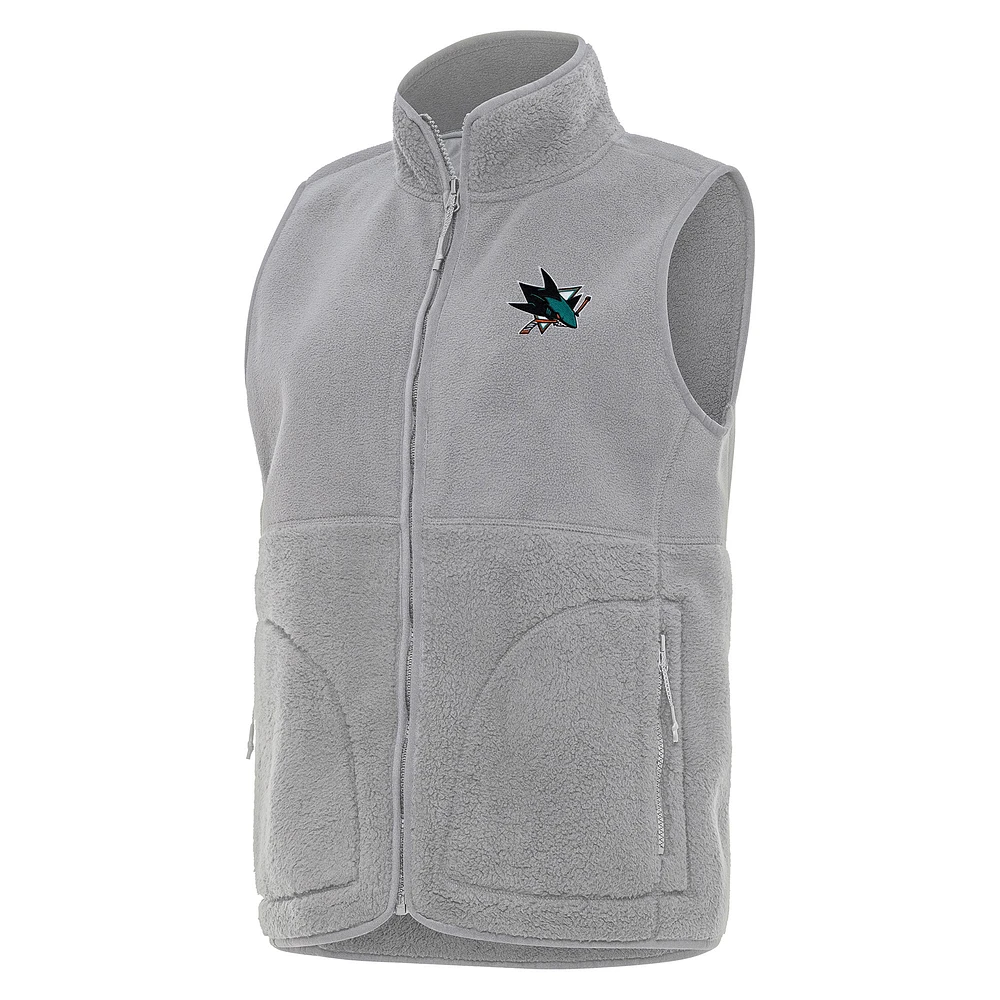 Women's Antigua Gray San Jose Sharks Nostalgic Full-Zip Vest