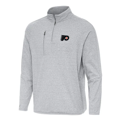Men's Antigua Heather Gray Philadelphia Flyers Certain Quarter-Zip Tri-Blend Sweatshirt