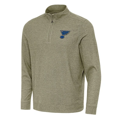 Men's Antigua Olive St. Louis Blues Subtle Quarter-Zip Sweatshirt
