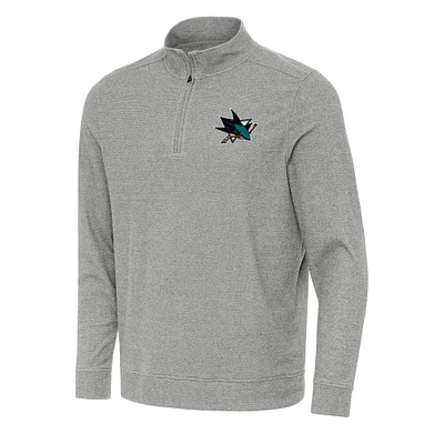 Men's Antigua Heather San Jose Sharks Subtle Quarter-Zip Sweatshirt